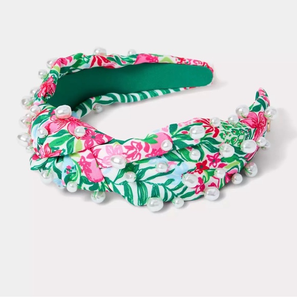 💚🩷 Lily Pulitzer- Agnes Skirted Romper-  Feather Cuffs- with MATCHING Headband🩷💚 - Picture 5 of 7